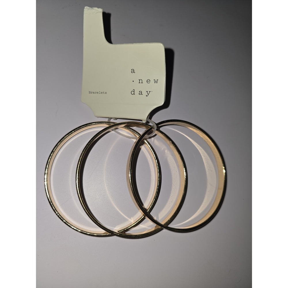 A New Day - 3 Piece Bangle Bracelet Set - Gold Tone Color -New